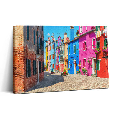 Tablou canvas 30x20 Cartierul colorat al insulei Burano