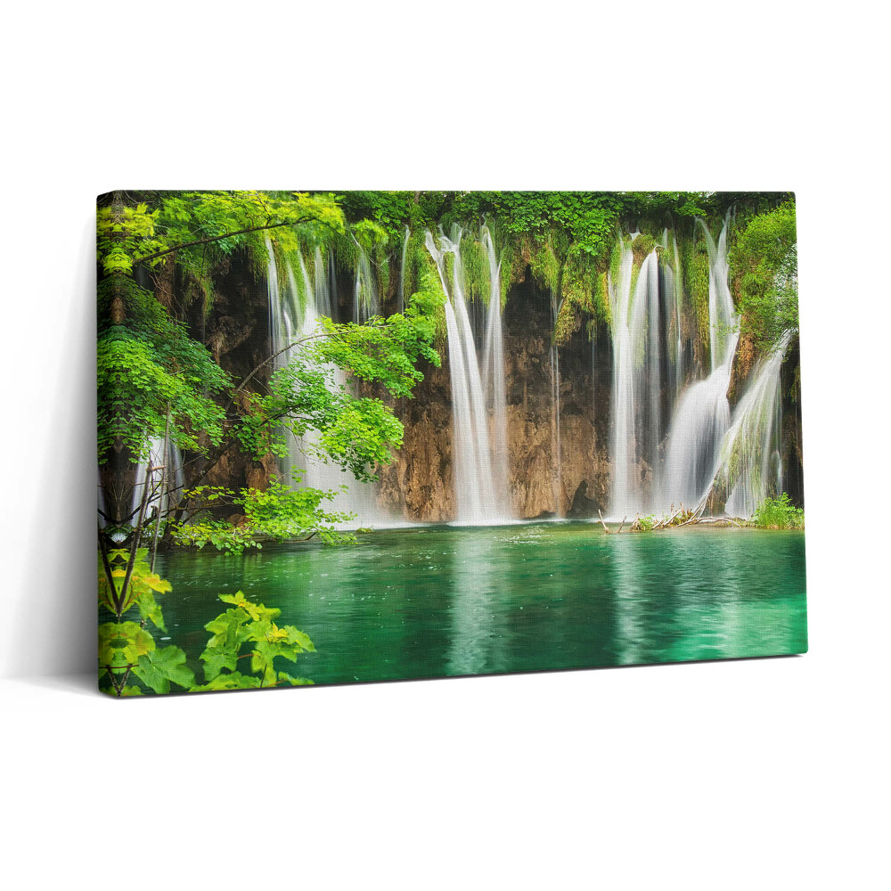 Tablou canvas 30x20 Natură - cascadă și vegetație lac
