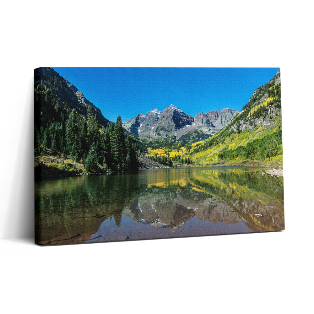 Tablou canvas 30x20 Munți și păduri lângă lac