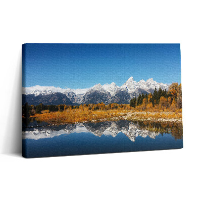 Tablou canvas 30x20 Lac de munte și copaci de toamnă