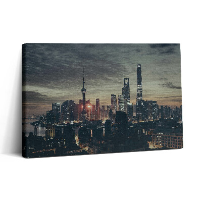 Tablou canvas 30x20 Orizontul orașului Shanghai noaptea