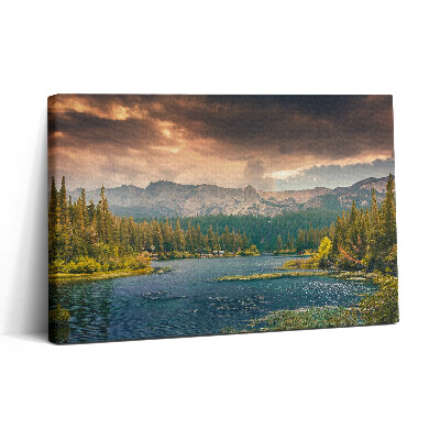 Tablou canvas 30x20 Peisaj forestier munți și lac