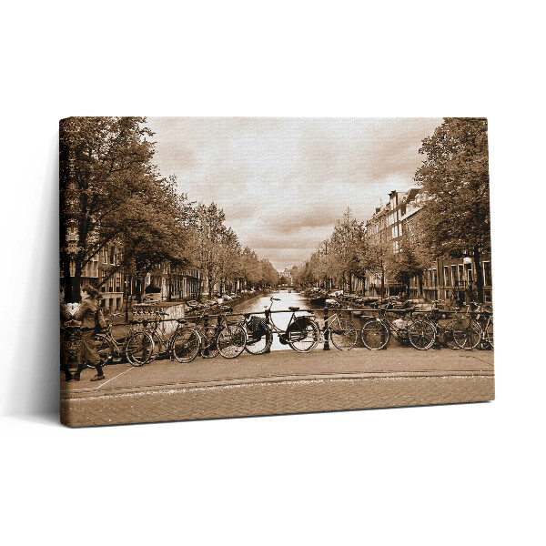 Tablou canvas 30x20 Vedere a Amsterdamului cu bicicleta