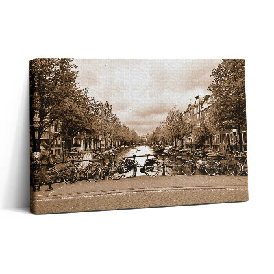 Tablou canvas 30x20 Vedere a Amsterdamului cu bicicleta