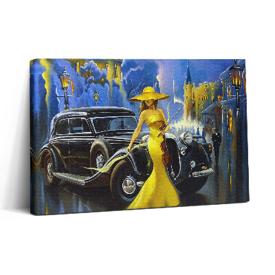 Tablou canvas 30x20 Doamnă cu o vioară retro