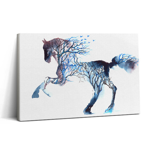 Tablou canvas 30x20 Natură animală - Cal și copaci pictați