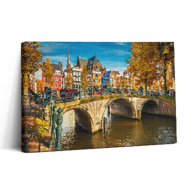 Tablou canvas 30x20 Albastrul de toamnă în Amsterdam