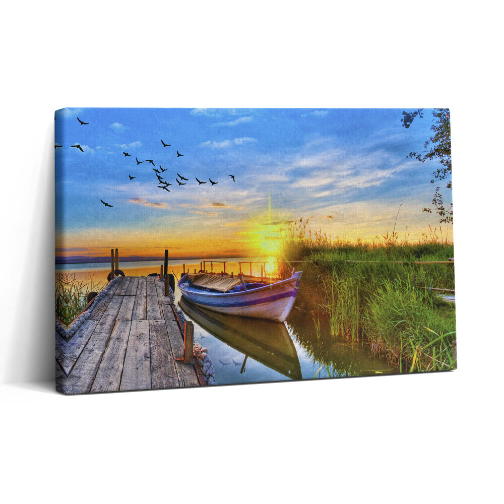 Tablou canvas 30x20 Vedere a lacului și a apusului de soare