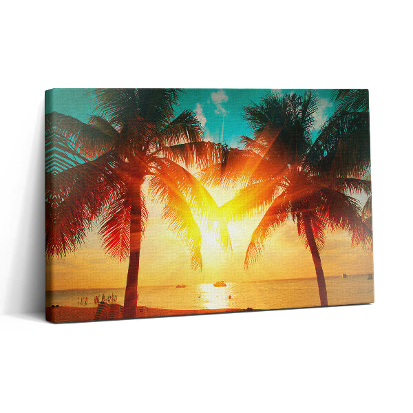 Tablou canvas 30x20 Vedere de vacanță - Palmieri la apus