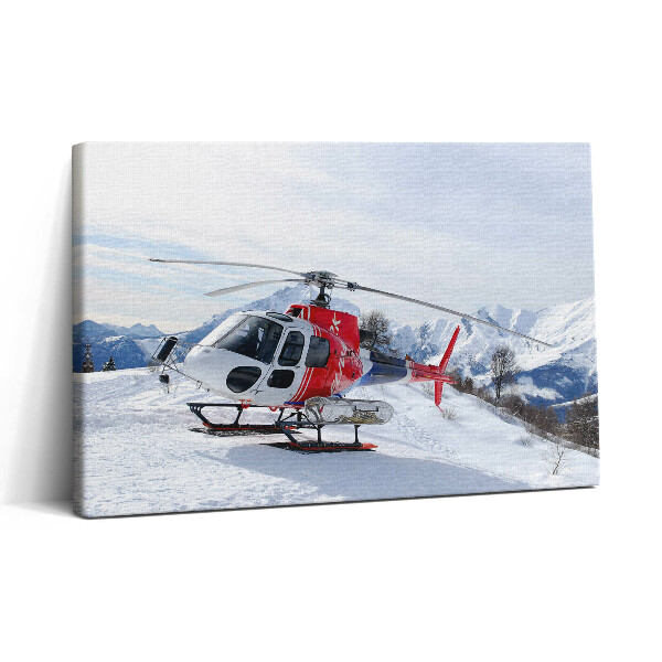 Tablou canvas 30x20 Elicopter pe un munte înzăpezit