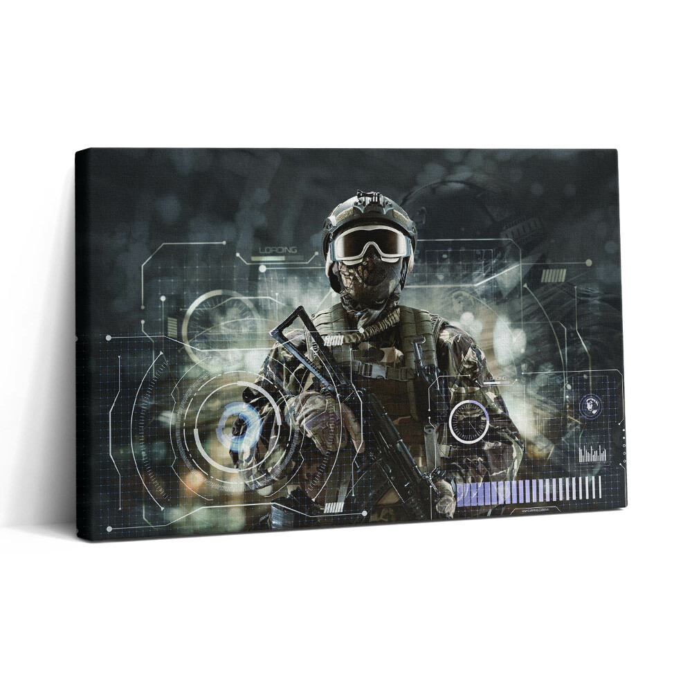 Tablou canvas 30x20 Soldat al forțelor speciale cu o armă