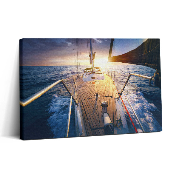 Tablou canvas 30x20 Apus de soare pe puntea unei bărci cu pânze