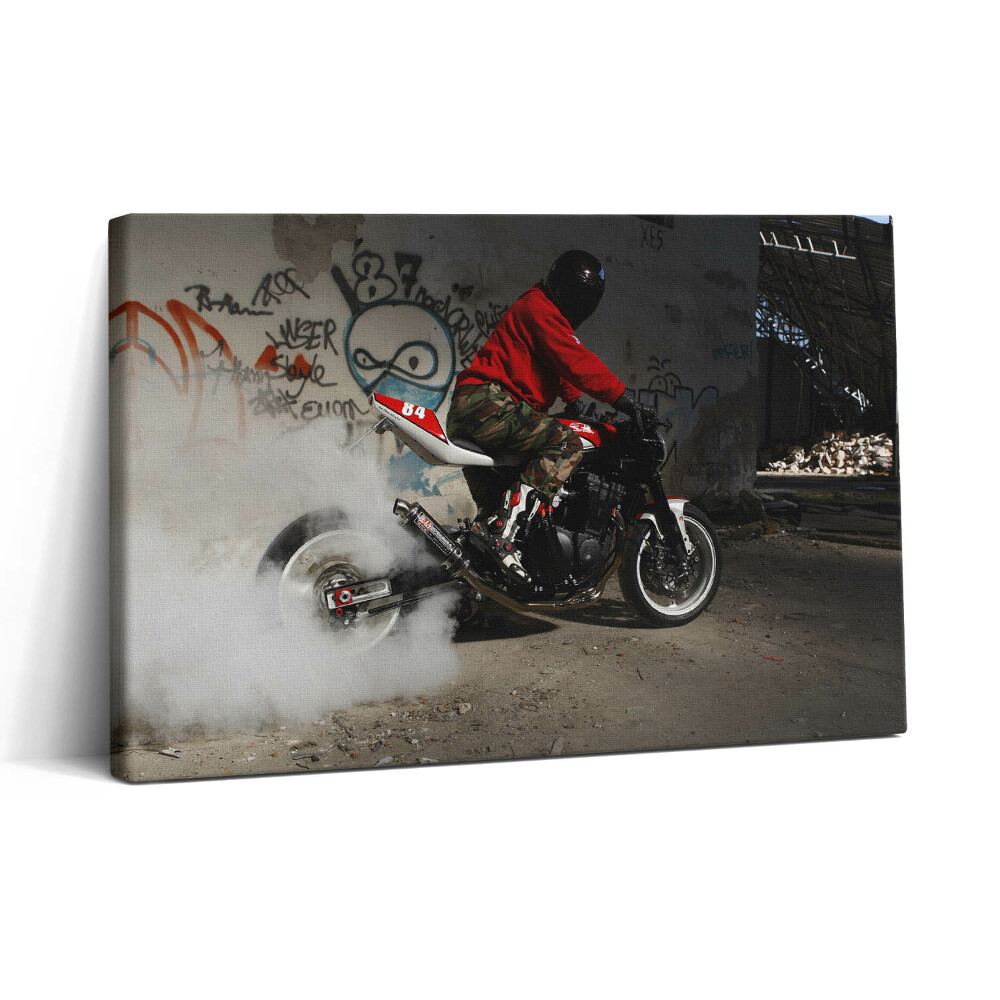 Tablou canvas 30x20 Bărbat pe motocicletă și graffiti