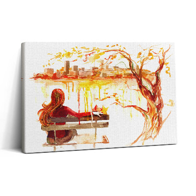 Tablou canvas 30x20 Peisaj de toamnă - femeie