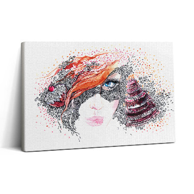Tablou canvas 30x20 Femeie drăguță abstractă cu tort