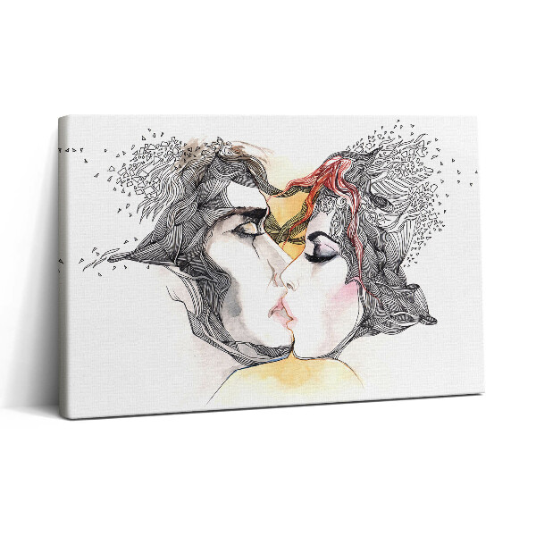 Tablou canvas 30x20 Sărut de cuplu de dragoste abstractă