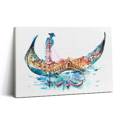 Tablou canvas 30x20 Rezumat – Gondole italiene în Veneția