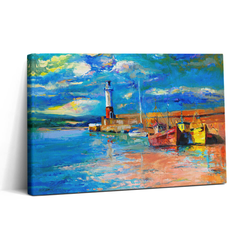 Tablou canvas 30x20 Far și bărci