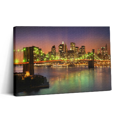 Tablou canvas 30x20 Podul Brooklyn noaptea