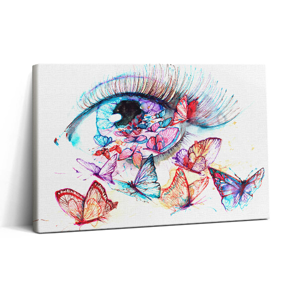 Tablou canvas 30x20 Ochi și fluturi pictați color
