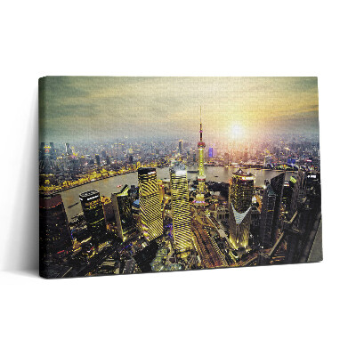 Tablou canvas 30x20 Shanghai noaptea