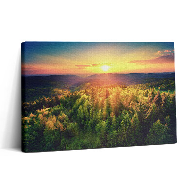 Tablou canvas 30x20 Apus de soare peste dealurile pădurii