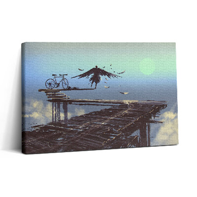 Tablou canvas 30x20 Ilustrație a unui înger și a unei biciclete