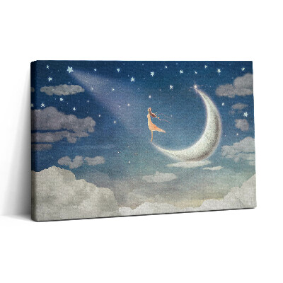 Tablou canvas 30x20 Fată pe lună și cerul nopții