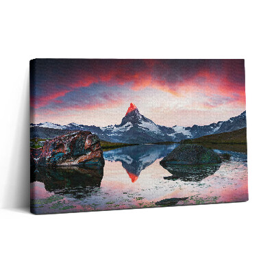 Tablou canvas 30x20 Lacul Stellisee Matterhorn