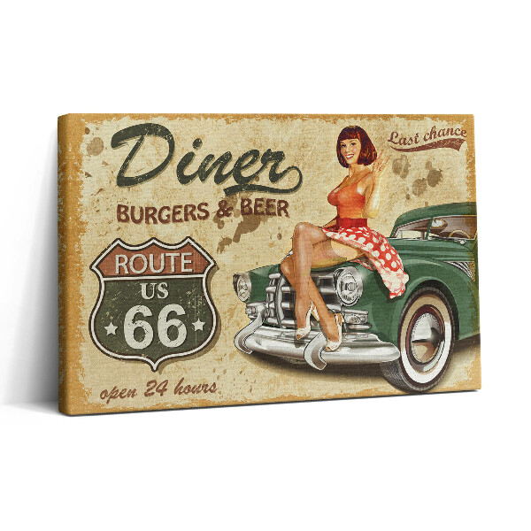 Tablou canvas 30x20 Poster vintage cu Ruta 66
