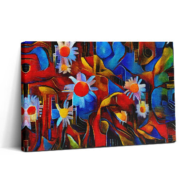 Tablou canvas 30x20 Artă cubistă - flori colorate