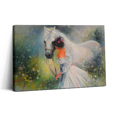 Tablou canvas 30x20 Femeie frumoasă cu un cal