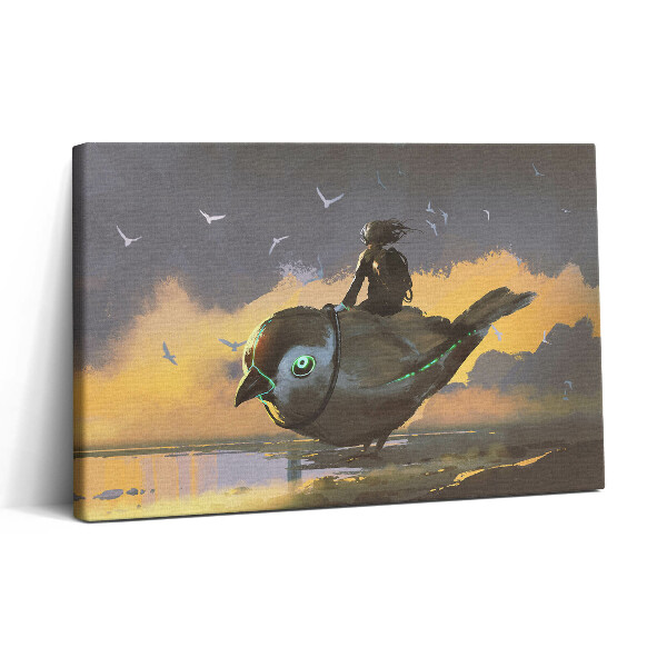 Tablou canvas 30x20 O fată stă pe o pasăre