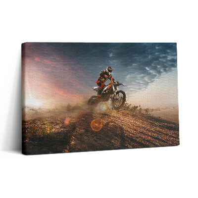 Tablou canvas 30x20 Bărbat pe o motocicletă în deșert