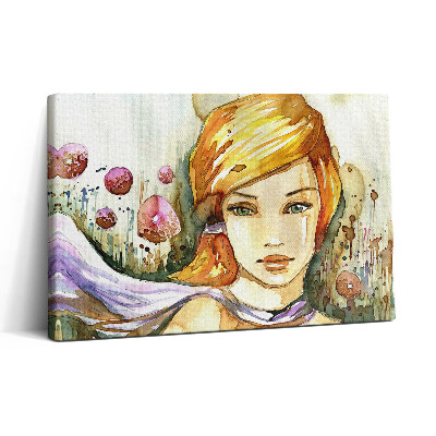 Tablou canvas 30x20 Femeie și gogoși în acuarelă