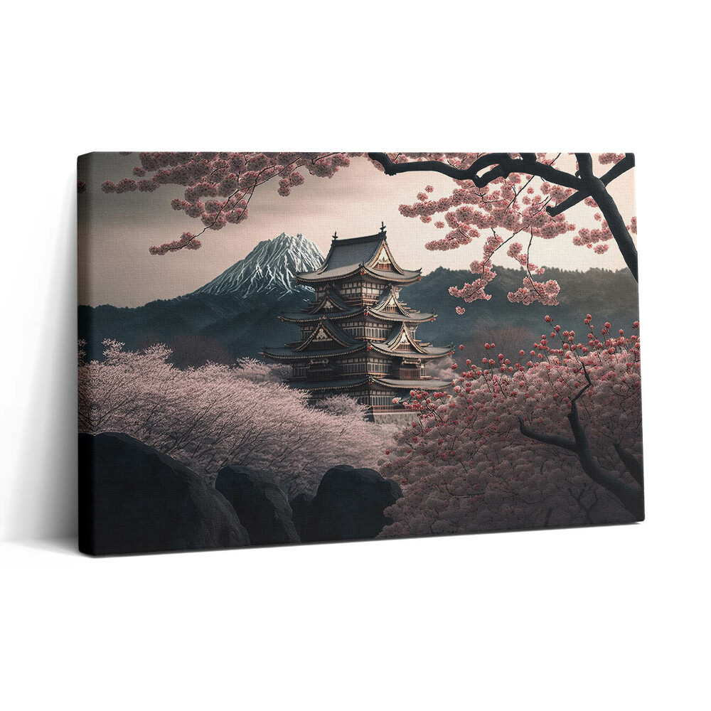 Tablou canvas 30x20 Turnul Asiatic și Florile de Cireș