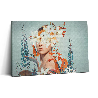 Tablou canvas 30x20 Femeie abstractă cu flori