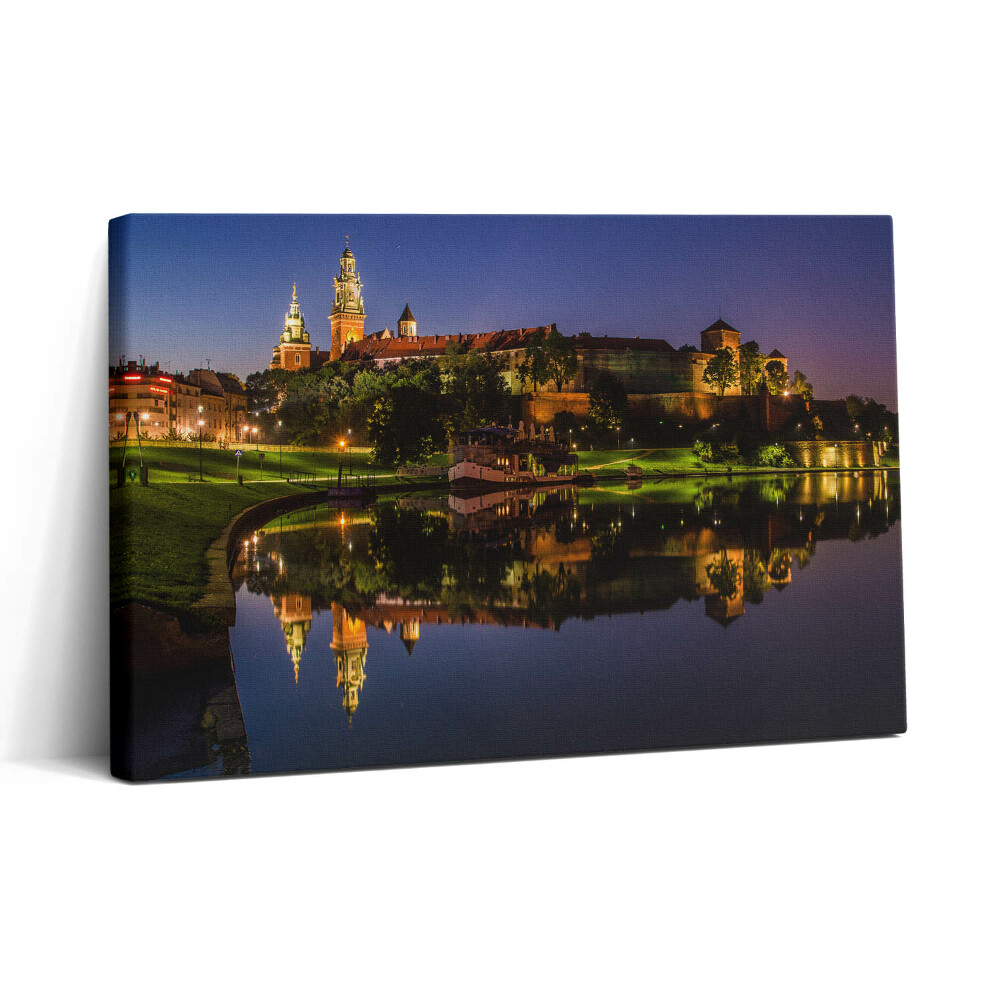 Tablou canvas 30x20 Wawel noaptea în Visła