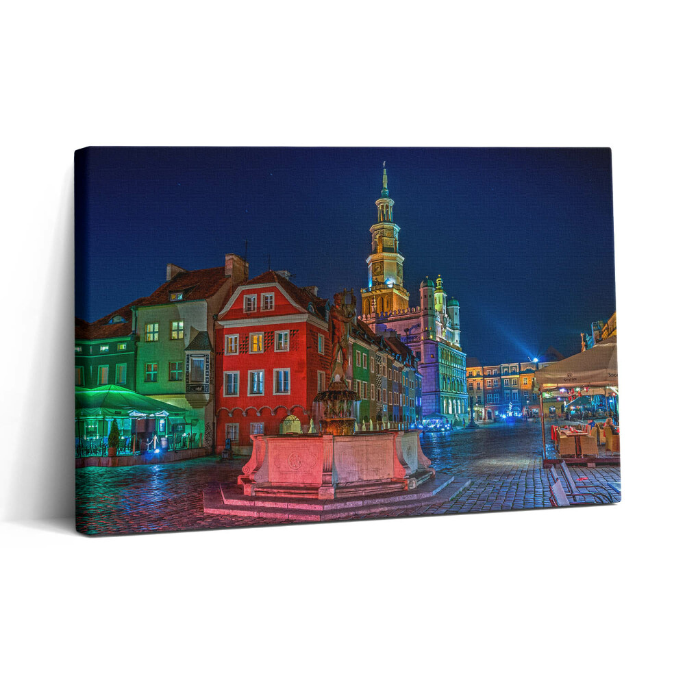 Tablou canvas 30x20 Piața Poznań noaptea