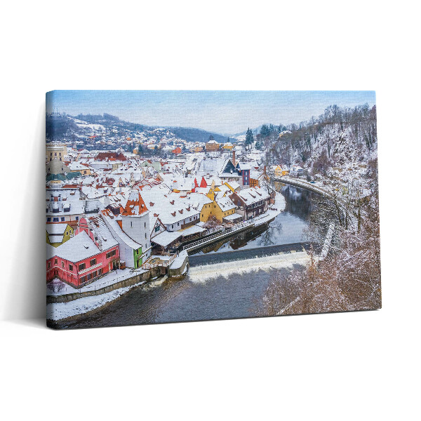 Tablou canvas 30x20 Panorama orașului Krumlov iarna