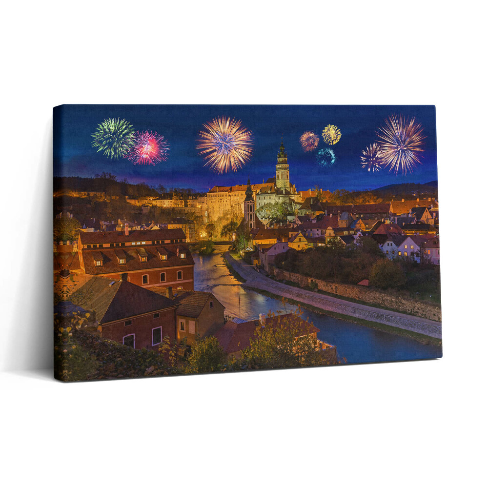 Tablou canvas 30x20 Focuri de artificii Krumlov Republica Cehă