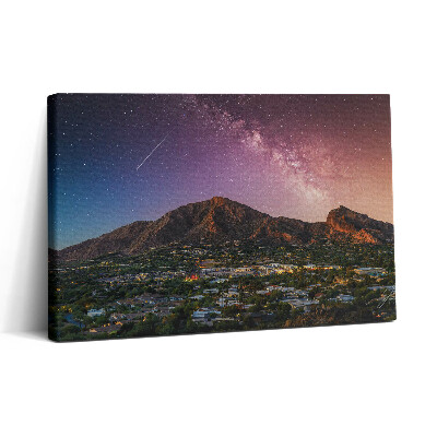 Tablou canvas 30x20 Munți cu o galaxie pe cer