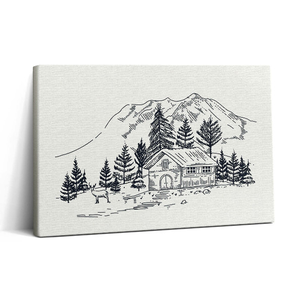 Tablou canvas 30x20 Desenul unei cabane de munte