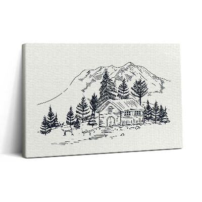 Tablou canvas 30x20 Desenul unei cabane de munte