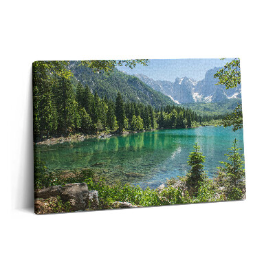 Tablou pe pânză 60x40 Peisaj montan al unui lac în pădure