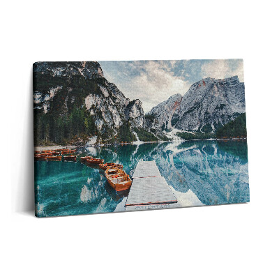 Tablou pe pânză 60x40 O barcă pe un lac din munți