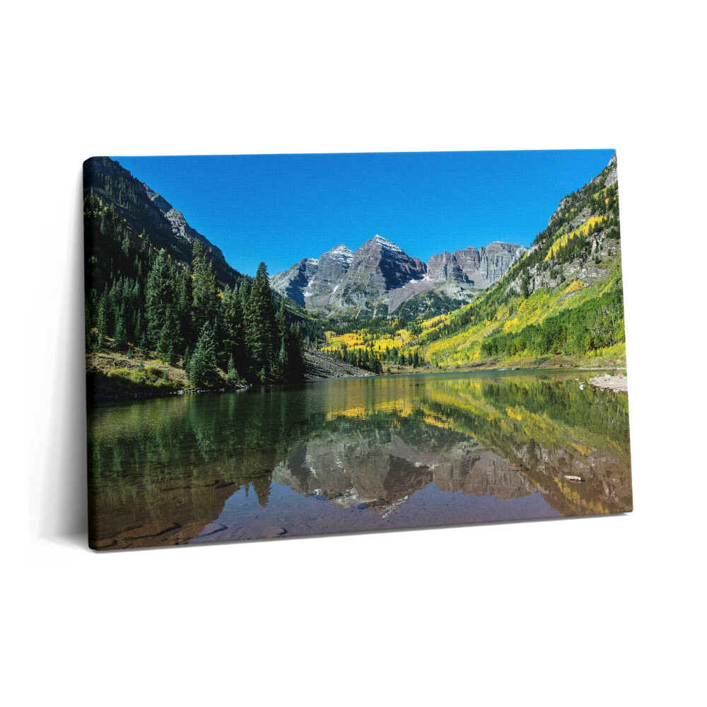 Tablou pe pânză 60x40 Munți și păduri lângă lac