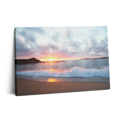 Tablou pe pânză 60x40 Plaja la mare și apusul soarelui