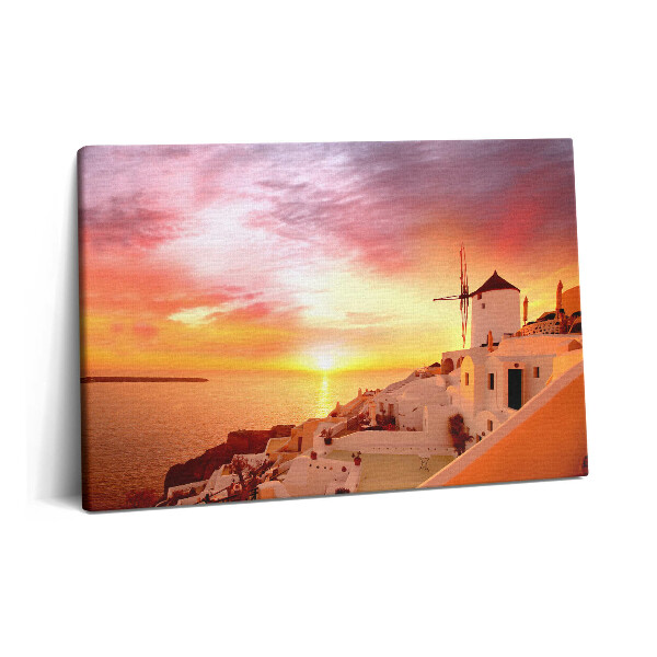 Tablou pe pânză 60x40 Santorini cu o moară de vânt veche