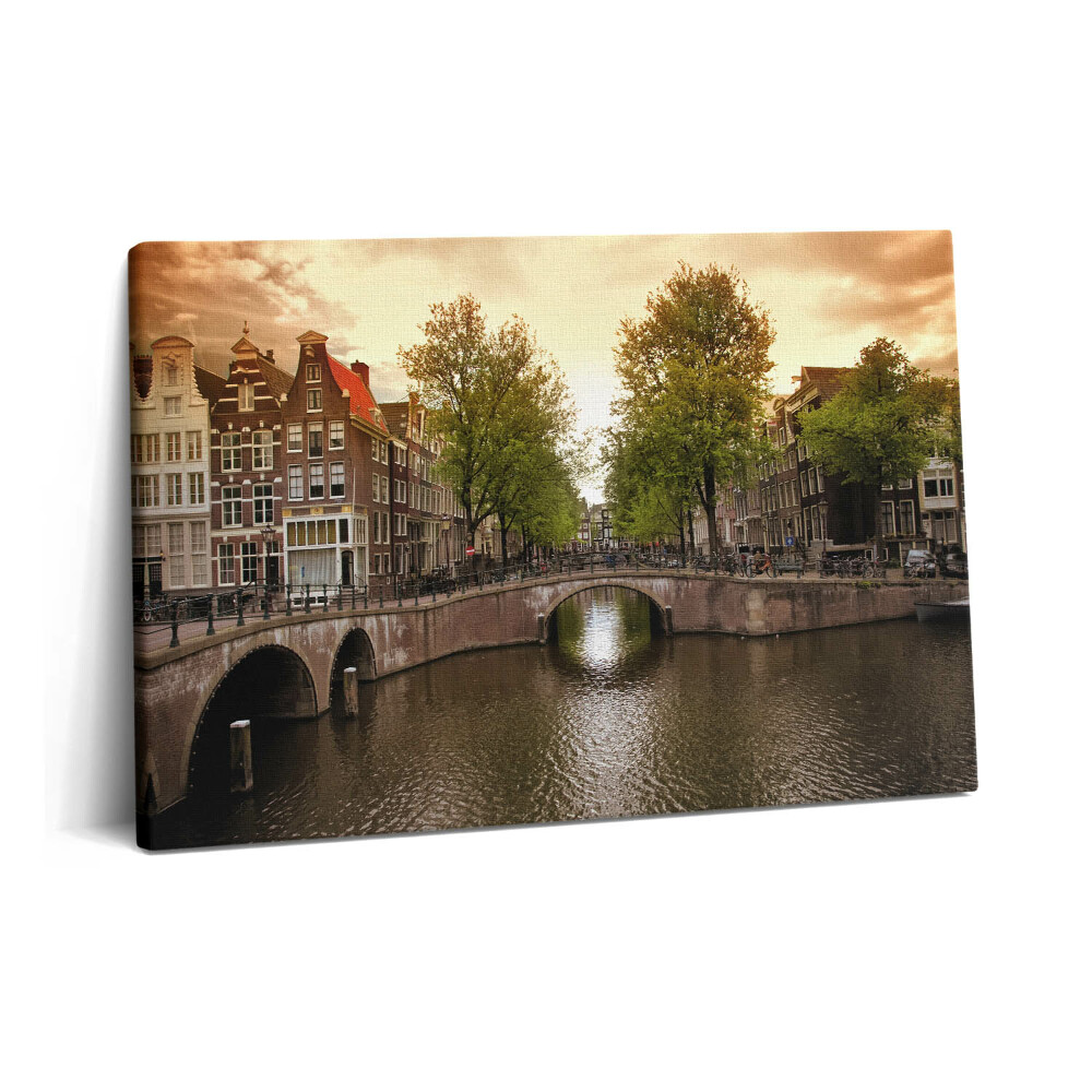 Tablou pe pânză 60x40 Canalele din Amsterdam în oraș